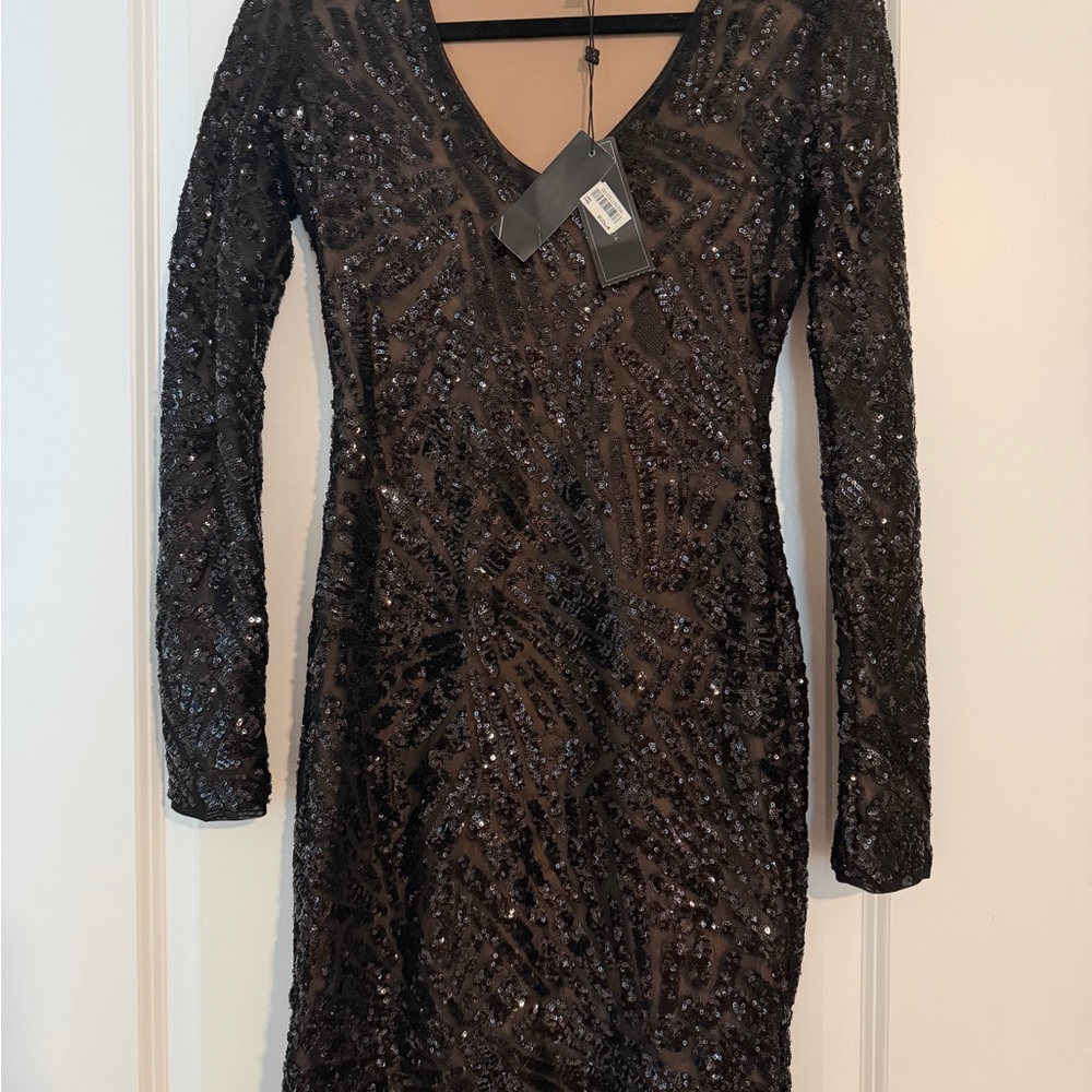 BCBG Elegant Black Sequin Dress